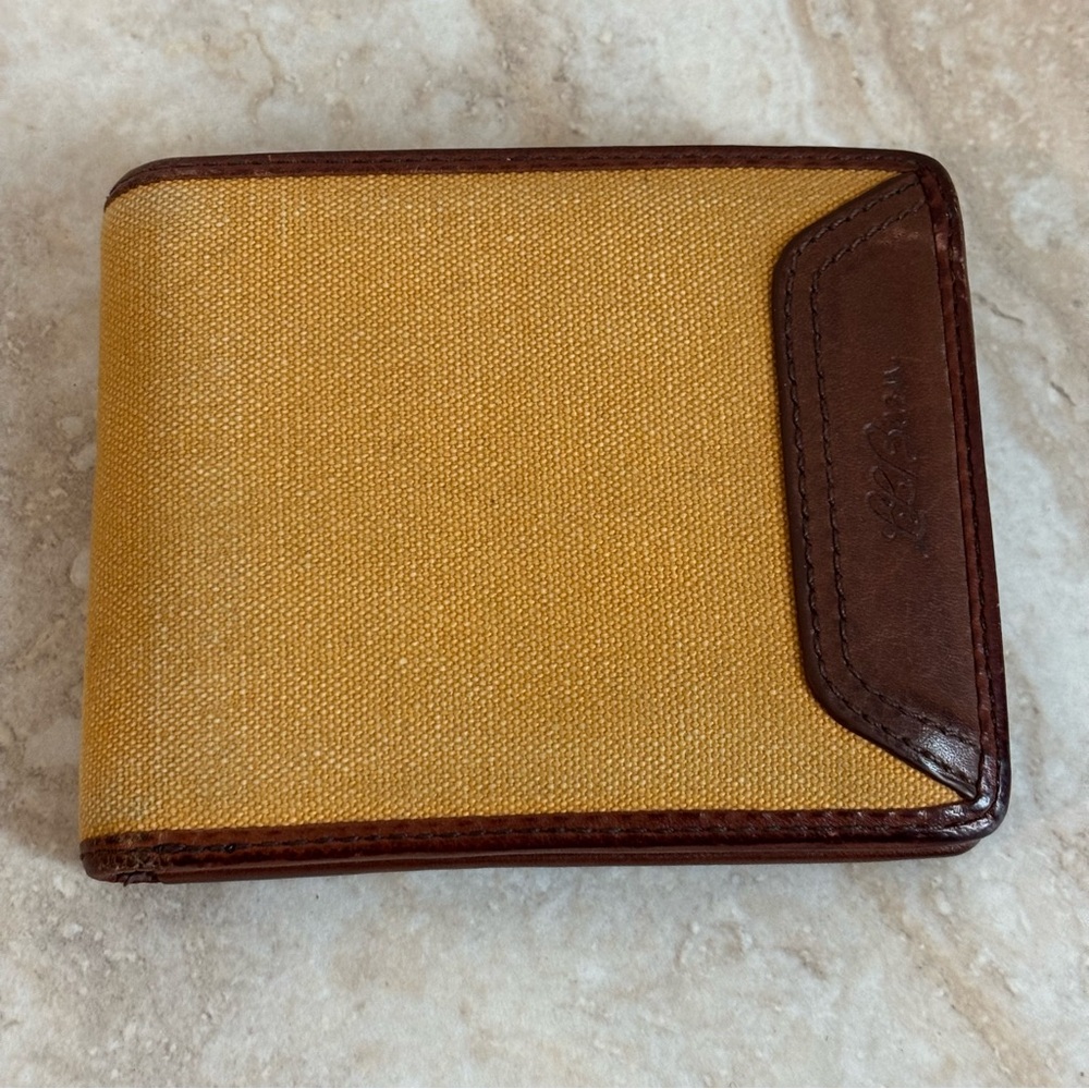L.L. Bean canvas and leather bi-fold wallet